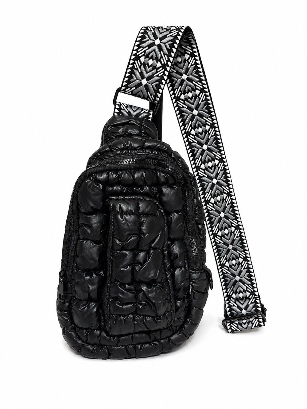 Simply Southern Black Puffer Sling Backpack Crossbody Bag Quilted